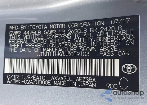 2018 Toyota Camry Se из США, поврежденный, VIN JTNB11HK8J3019103
